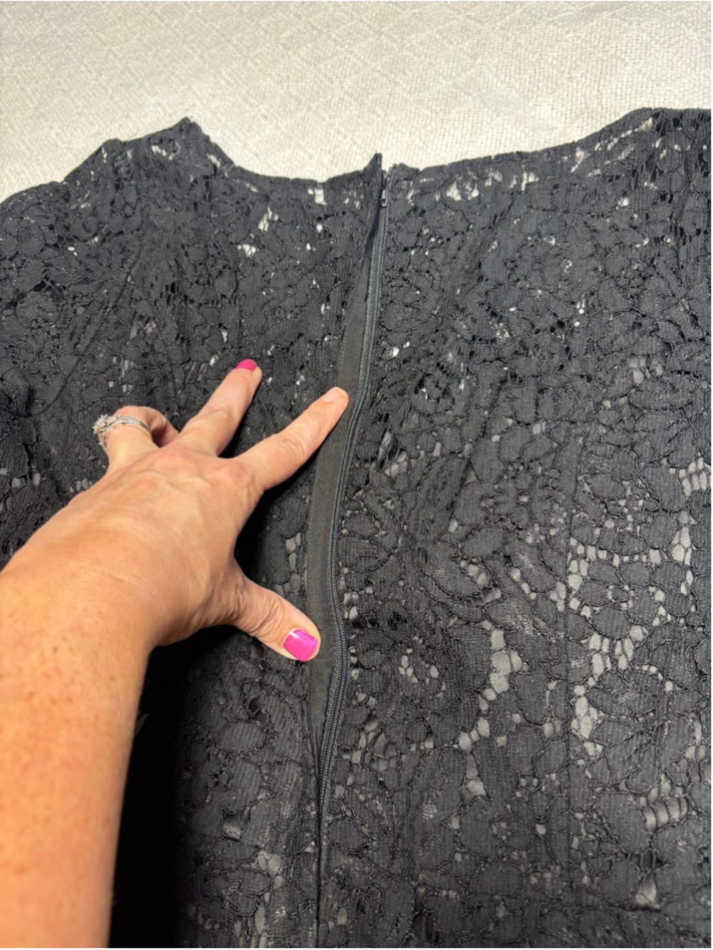 Vtg GOAT (London) Luxury Black Floral Lace Sheath Dress 3/4 Sleeve Size 10 EUC - Picture 7 of 8